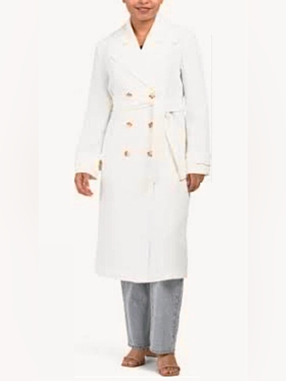 Bagatelle Collection Lightweight Trench Coat Winter White Size M NWT - Picture 9 of 13